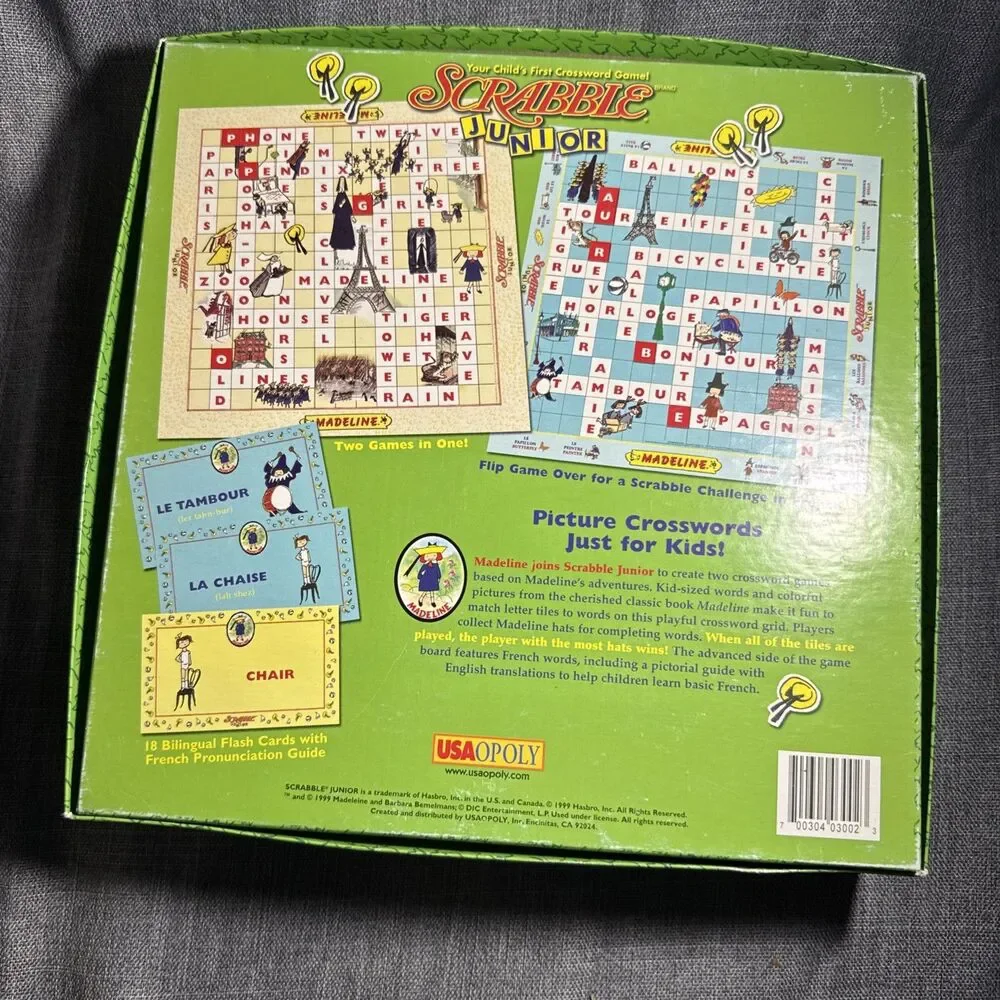 Madeline Scrabble Junior French & English Flash Cards 2 Games In 1 1999